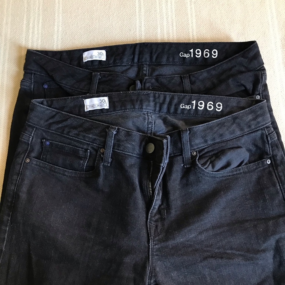 2 Black Curvy Skinny Gap Jeans size 30Long Each